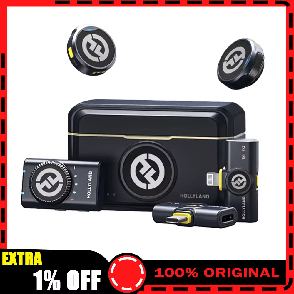 Hollyland Lark M2 Wireless Lavalier Microphone for Iphone Android Camera Noise Cancellation for Video Recording Streaming Mic