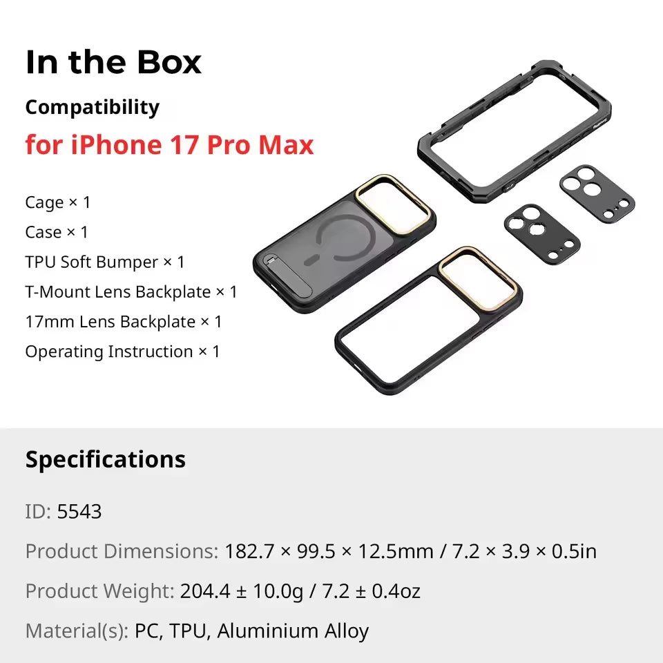 Dual Handheld Phone Cage Kit Full Cover Back Case for Iphone 17 Pro / 17 Pro Max Quick Release Video Rig Stabilizer