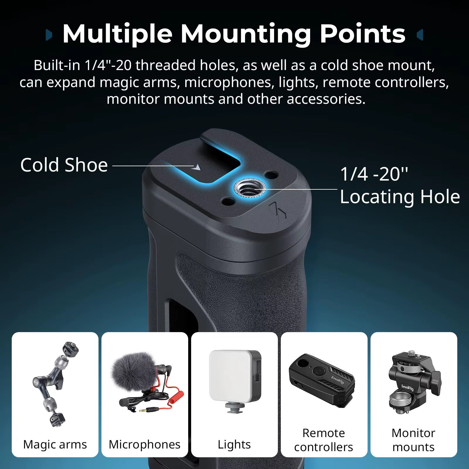 Lightweight Mini Side Handle Kit with 1/4"-20 Threaded Holes & NATO Clamp Handlegrip for Sony for DSLR Camera Cage 5532