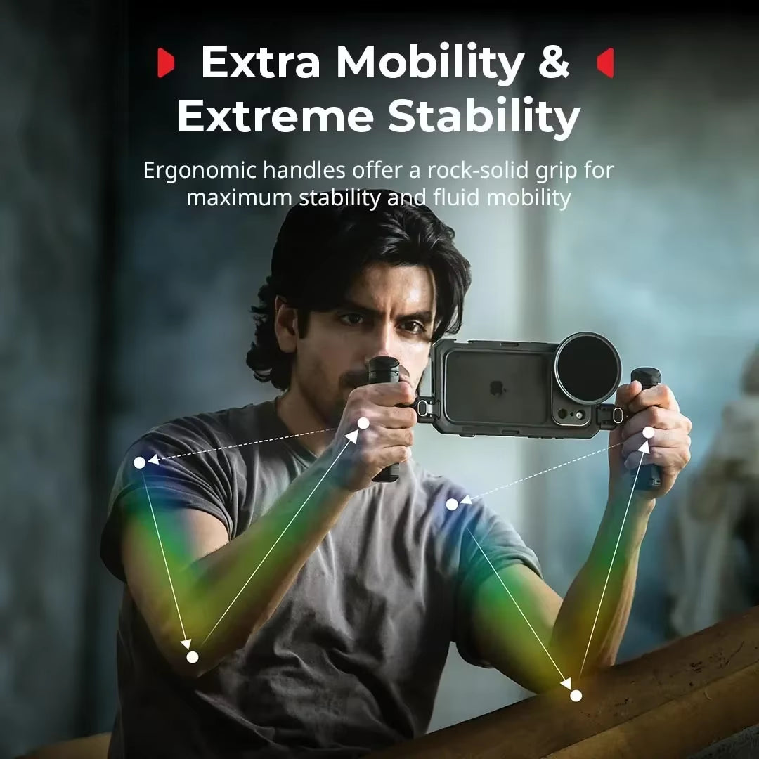 Dual Handheld Phone Cage Kit Full Cover Back Case for Iphone 17 Pro / 17 Pro Max Quick Release Video Rig Stabilizer