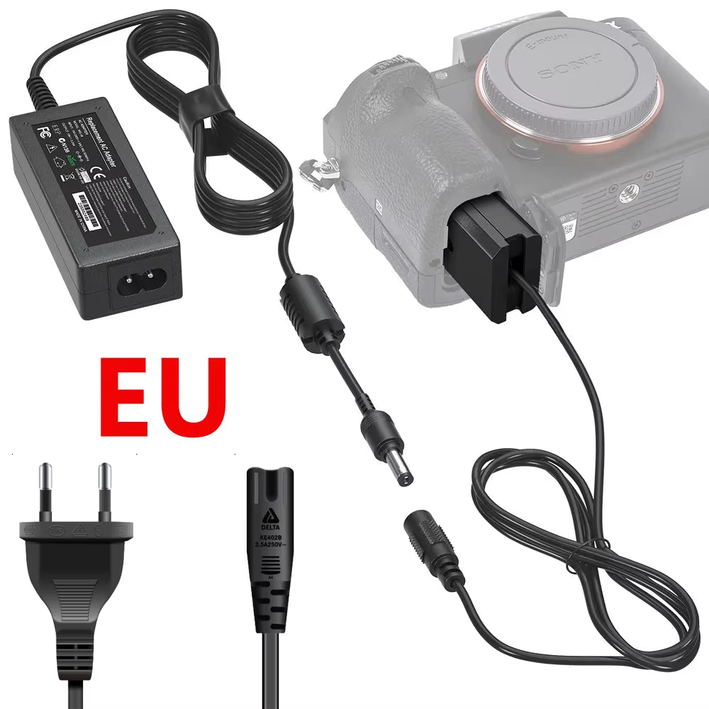 AC-PW20 NP-FW50 Dummy Battery AC Power Supply Adapter DC Coupler Kit for Sony Alpha ZV-E10 A5100 A6500 A6400 A6000 A55 A7RX10