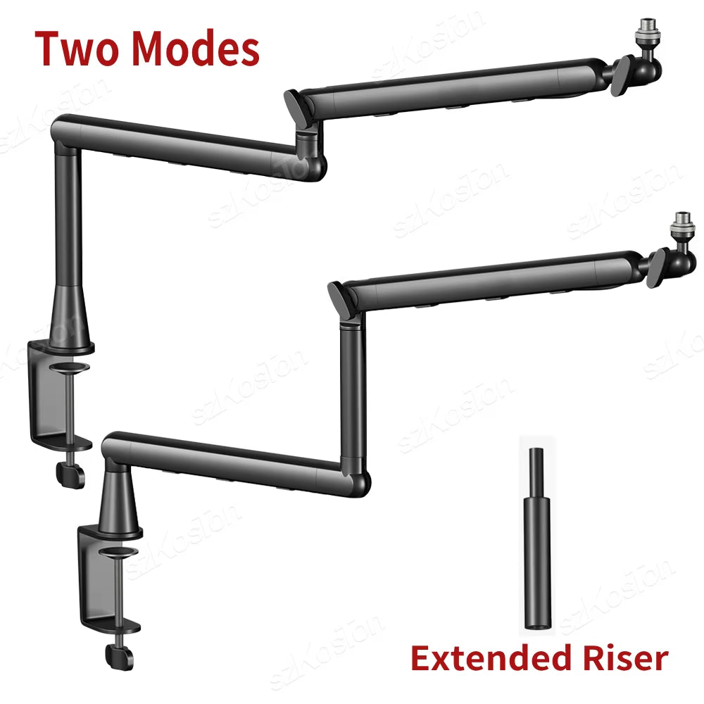 Professional Studio Low Profile Mic Arm with Extended Riser Cable Management Adjustable Microphone Stand for SM7B MV7 AM8 K688
