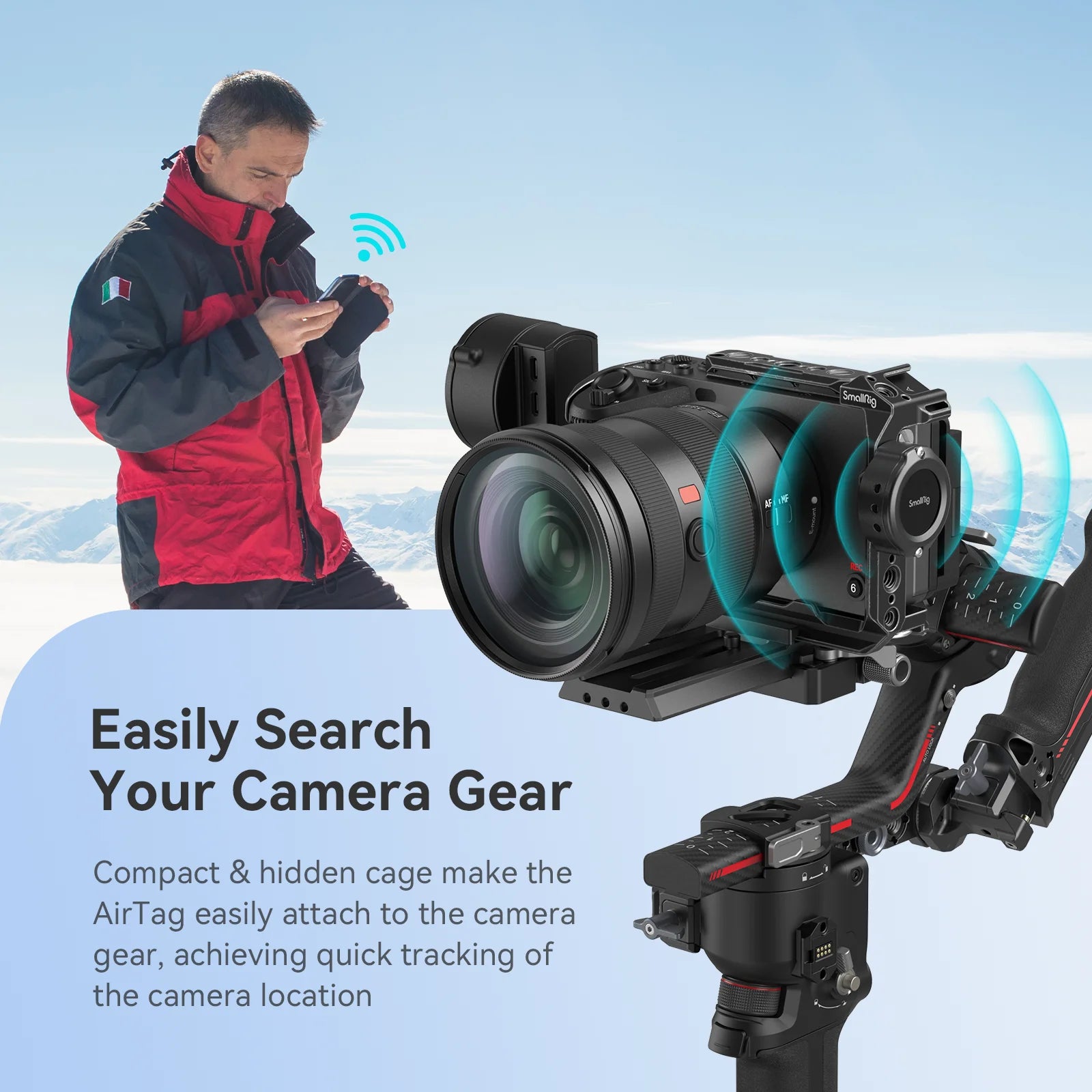 Cage for Airtag with a 18Mm through Slot with 1/4"-20 Threaded Hole Mount Airtag on the Camera to Track Devices MD4149