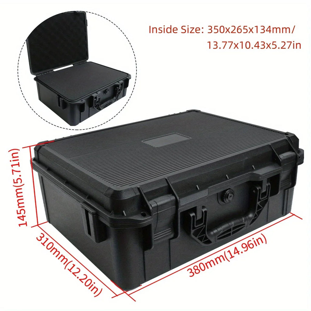 1Pc Universal Portable Plastic Tool Box with Foam Insert Waterproof & Shockproof Hard Carrying Case with Pre-Cut Sponge