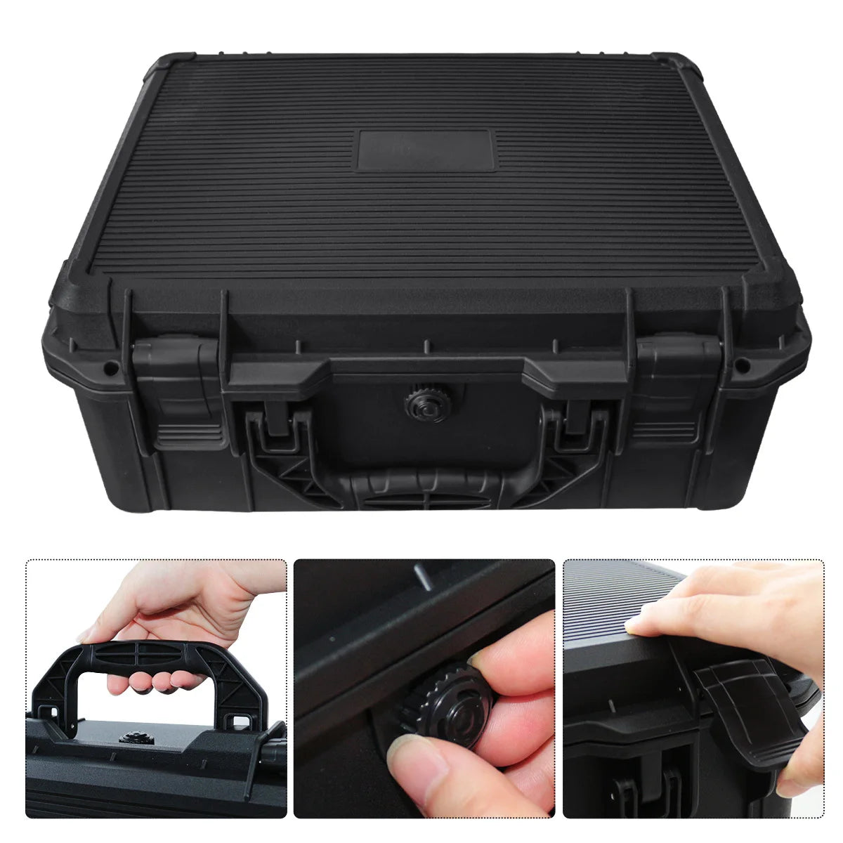 1Pc Universal Portable Plastic Tool Box with Foam Insert Waterproof & Shockproof Hard Carrying Case with Pre-Cut Sponge