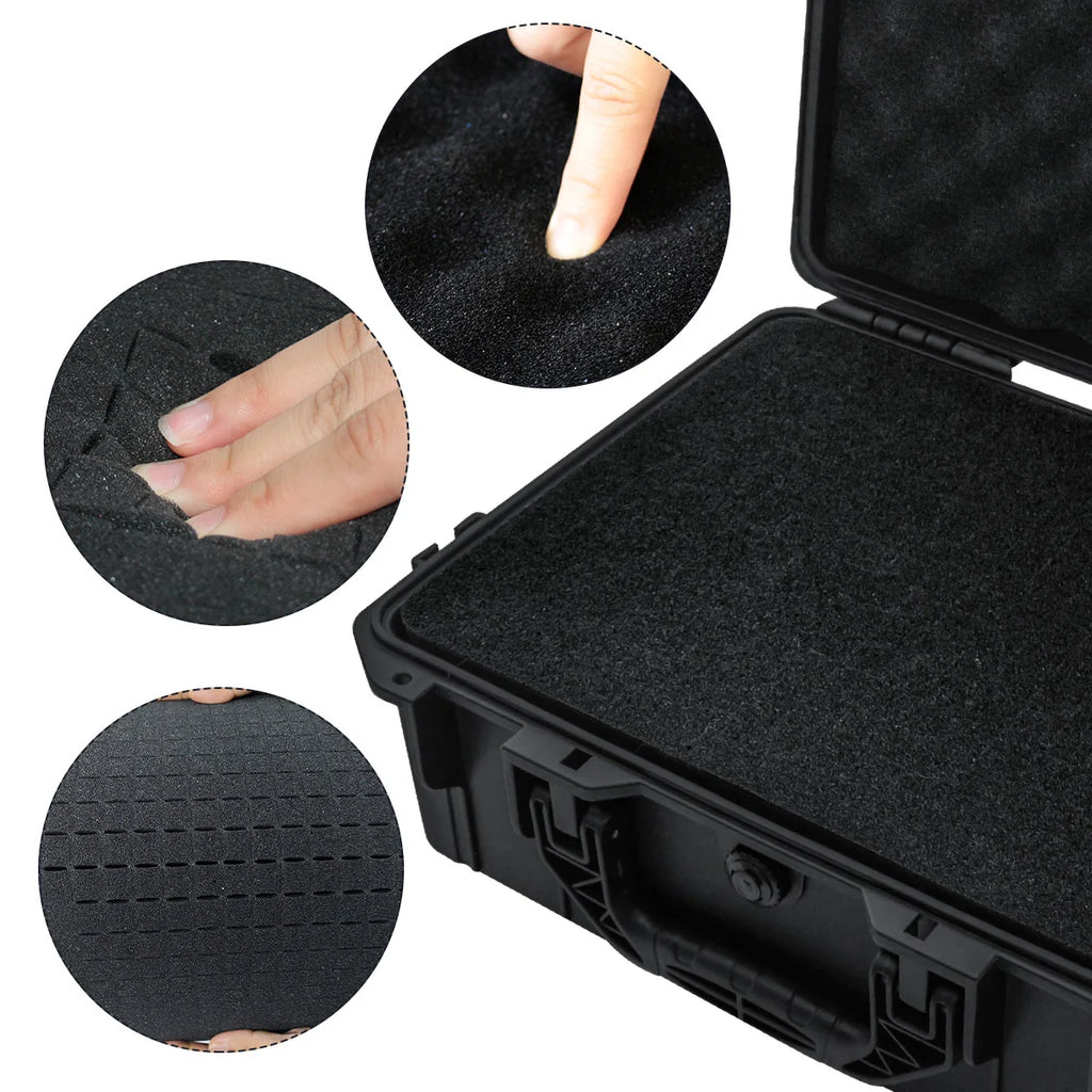 1Pc Universal Portable Plastic Tool Box with Foam Insert Waterproof & Shockproof Hard Carrying Case with Pre-Cut Sponge