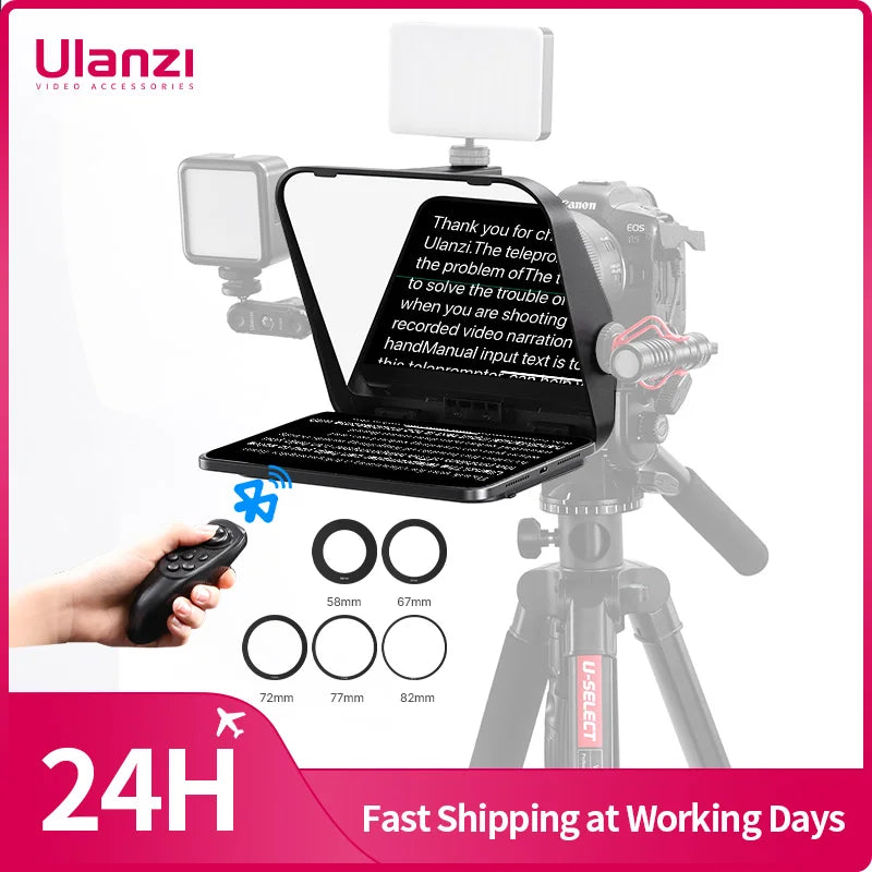 RT02 Universal Teleprompter Prompter DSLR Camera Smartphone Tablet Laptop Teleprompter Live Streaming Video Recording
