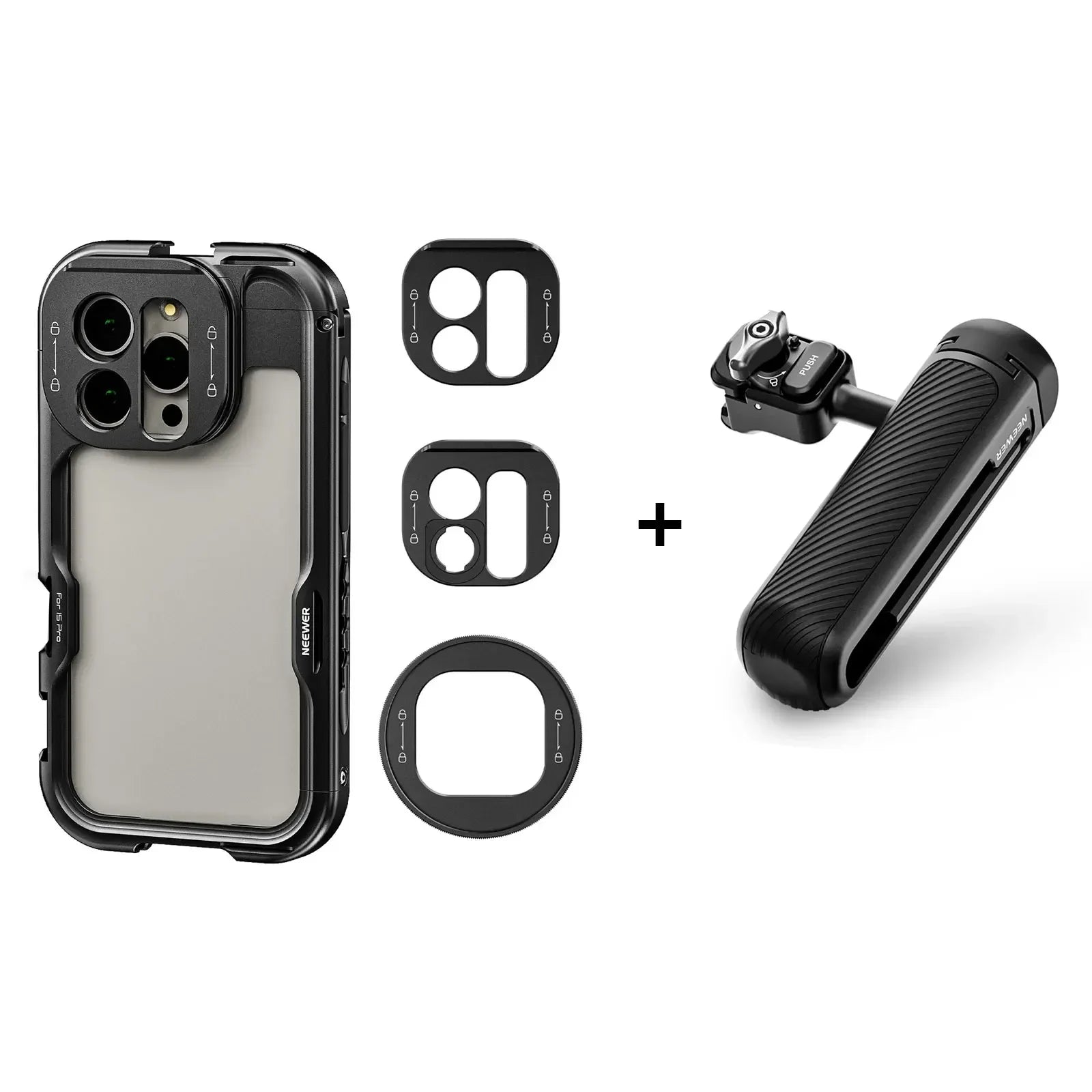 #V for Neewer Full Phone Cage with 67Mm Filter Adapter 17Mm T-Mount Lens Adapter for Iphone 15 Pro / 15 Pro Max Video Phone Cage