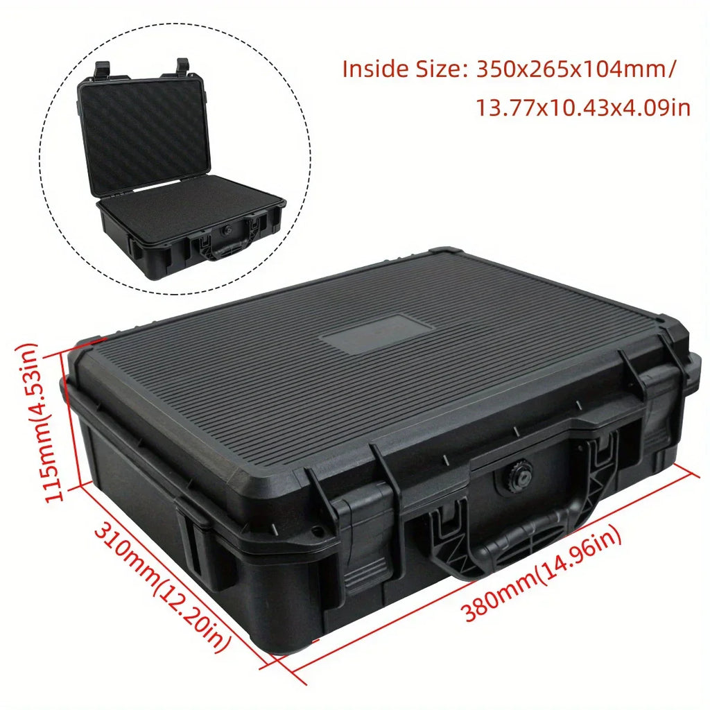 1Pc Universal Portable Plastic Tool Box with Foam Insert Waterproof & Shockproof Hard Carrying Case with Pre-Cut Sponge