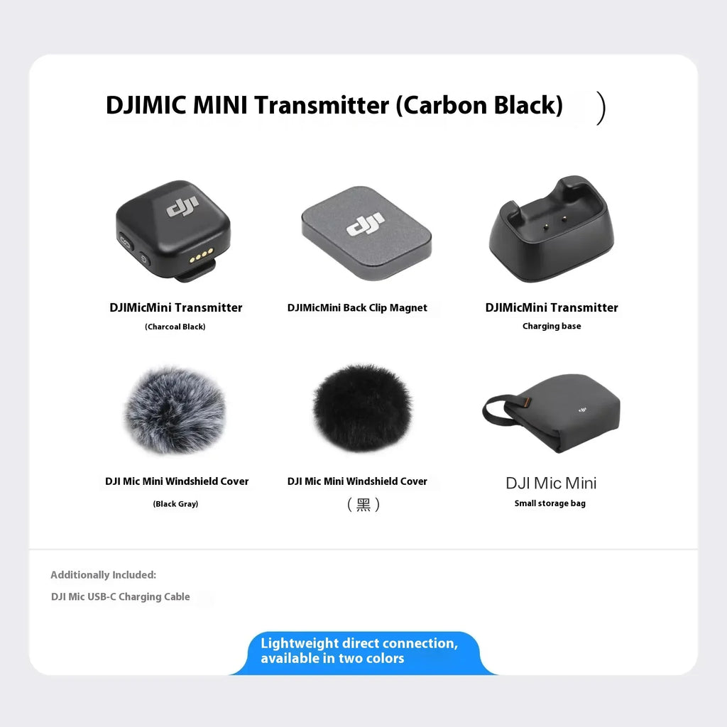 DJI Mic Mini 2TX 1RX Add Charging Case Two-Level Active Noise Cancelling 48-Hour Operation High-Quality Audio Stable Transmissio