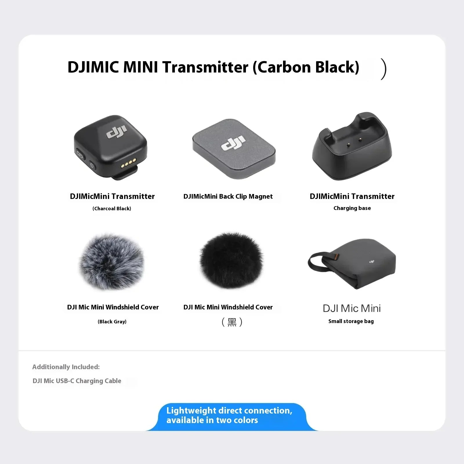 DJI Mic Mini 2TX 1RX Add Charging Case Two-Level Active Noise Cancelling 48-Hour Operation High-Quality Audio Stable Transmissio