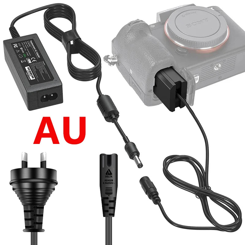AC-PW20 NP-FW50 Dummy Battery AC Power Supply Adapter DC Coupler Kit for Sony Alpha ZV-E10 A5100 A6500 A6400 A6000 A55 A7RX10
