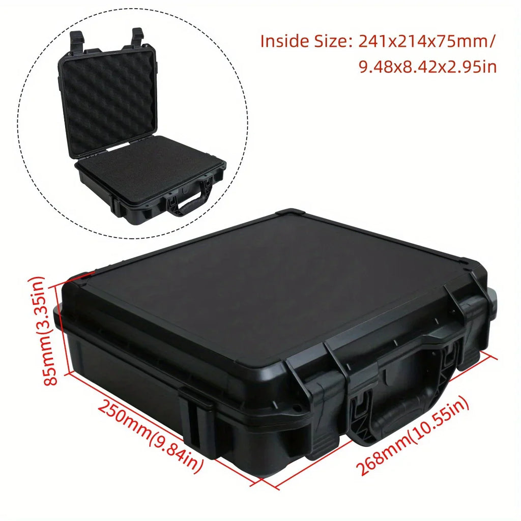 1Pc Universal Portable Plastic Tool Box with Foam Insert Waterproof & Shockproof Hard Carrying Case with Pre-Cut Sponge