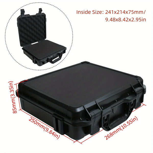 1Pc Universal Portable Plastic Tool Box with Foam Insert Waterproof & Shockproof Hard Carrying Case with Pre-Cut Sponge