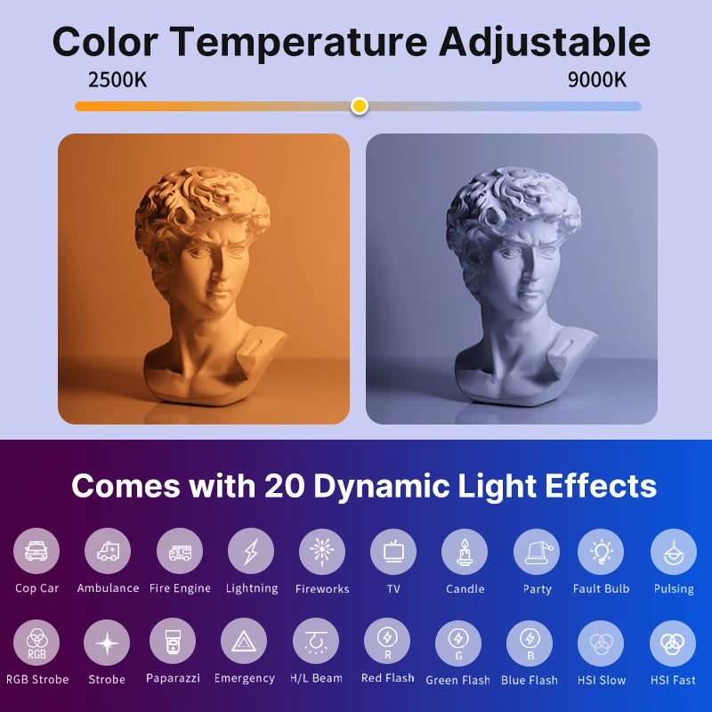 VL119 Handheld RGB Colorful Stick Light 19.68 Inch Handheld LED Light Wand CRI 95+ 2500K-9000K Photography Studio Lamp