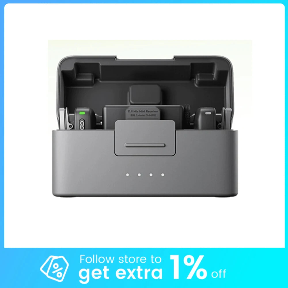 DJI Mic Mini 2TX 1RX Add Charging Case Two-Level Active Noise Cancelling 48-Hour Operation High-Quality Audio Stable Transmissio