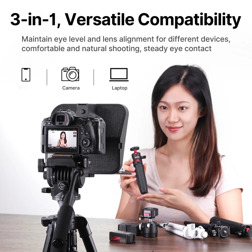 RT02 Universal Teleprompter Prompter DSLR Camera Smartphone Tablet Laptop Teleprompter Live Streaming Video Recording