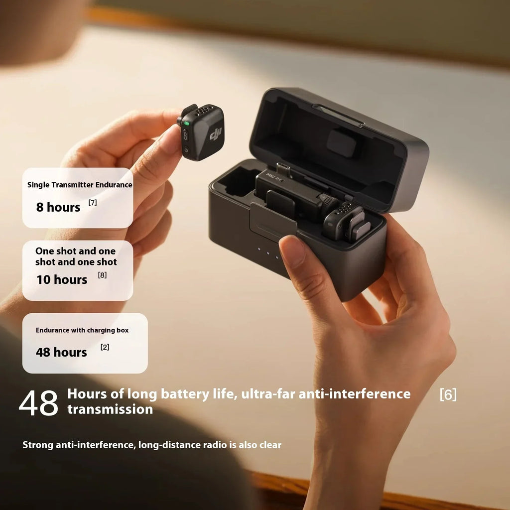 DJI Mic Mini 2TX 1RX Add Charging Case Two-Level Active Noise Cancelling 48-Hour Operation High-Quality Audio Stable Transmissio