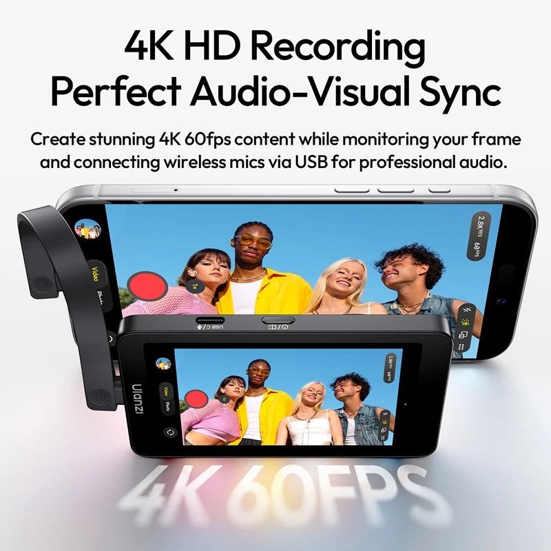 VM1 Vlog Selfie Monitor Screen for Iphone 17 16 15 Selfie Monitor Screen with Magnetic Ring for Smartphones Android