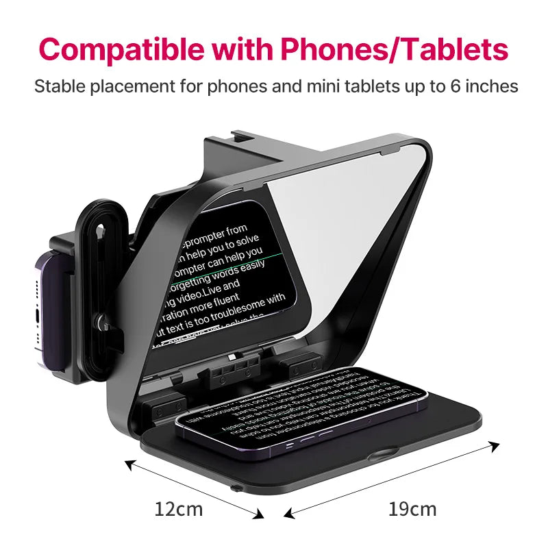RT02 Universal Teleprompter Prompter DSLR Camera Smartphone Tablet Laptop Teleprompter Live Streaming Video Recording