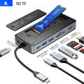 M.2 SSD Enclosure USB C Hub Splitter PD100W Extension Docking Station 10Gbps M2 Nvme SATA External Case 4K 60Hz Hdmi-Com
