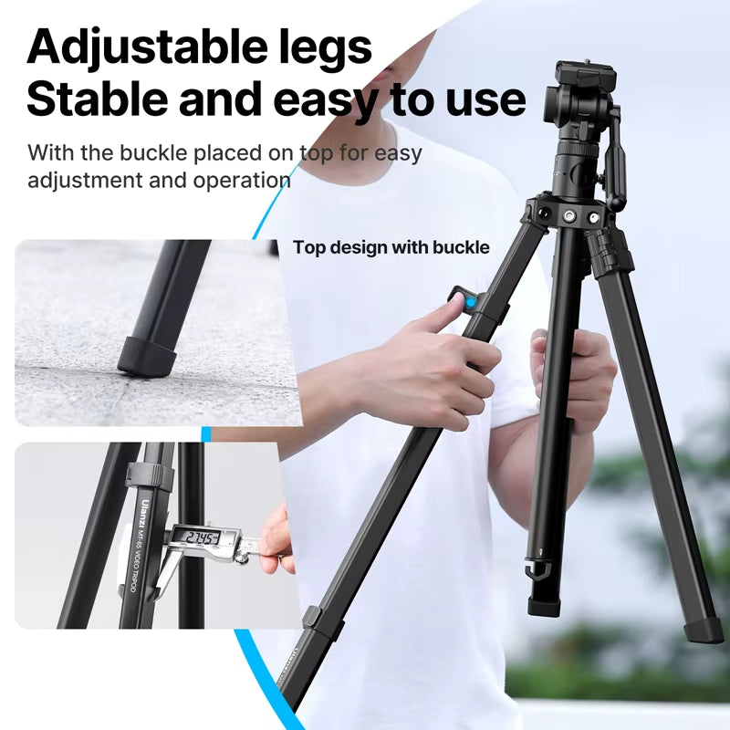 MT-65 1.76M Overhead Camera Tripod 30M Remote Control with Phone Holder Lightweight Tripod 360° Ballhead for Smartphone