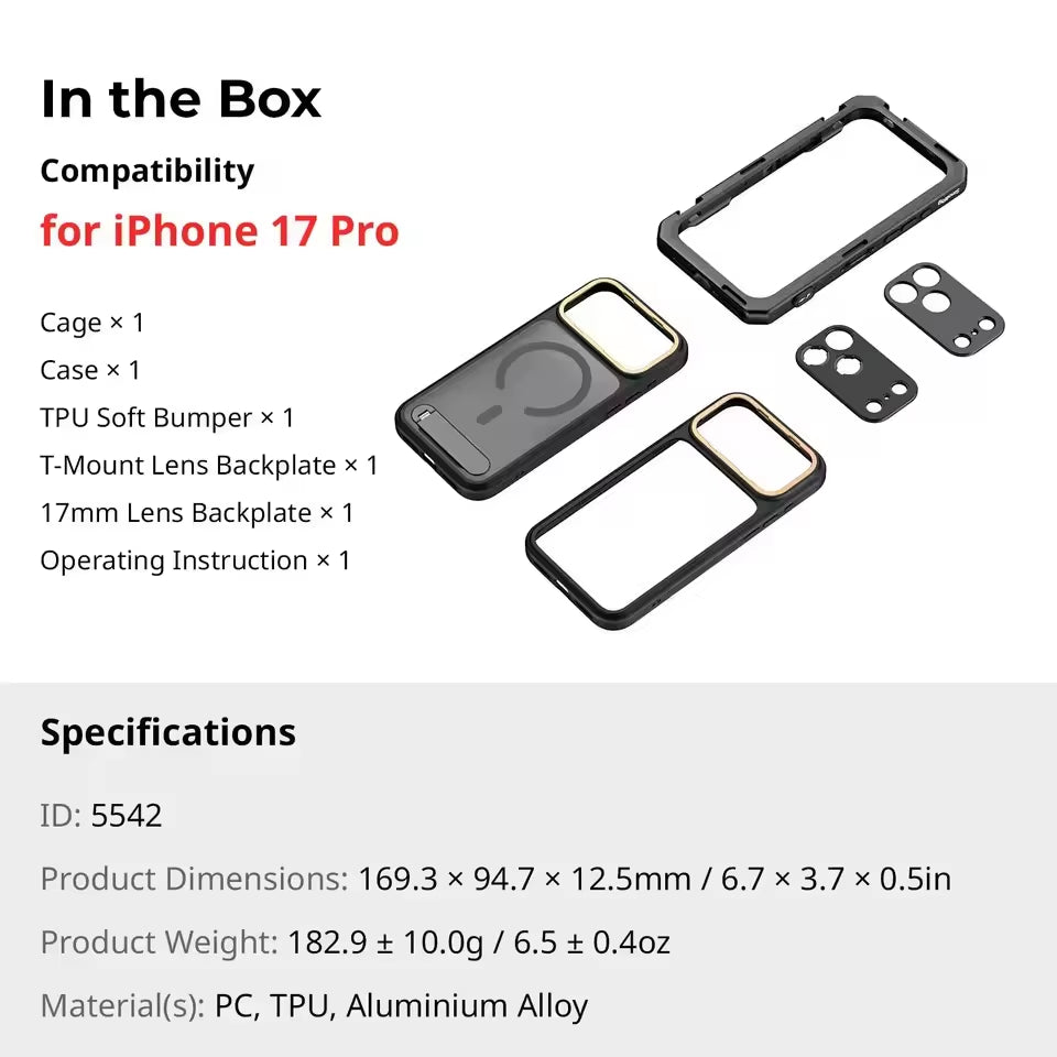 Dual Handheld Phone Cage Kit Full Cover Back Case for Iphone 17 Pro / 17 Pro Max Quick Release Video Rig Stabilizer