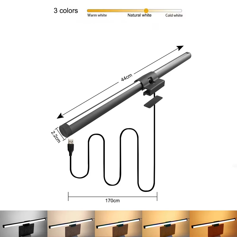 Screen USB RGB Light Bar Monitor Lamp Led Computer Monitor Light Bar Desk Lighting for Study Reading Table Stepless Dimming Lamp