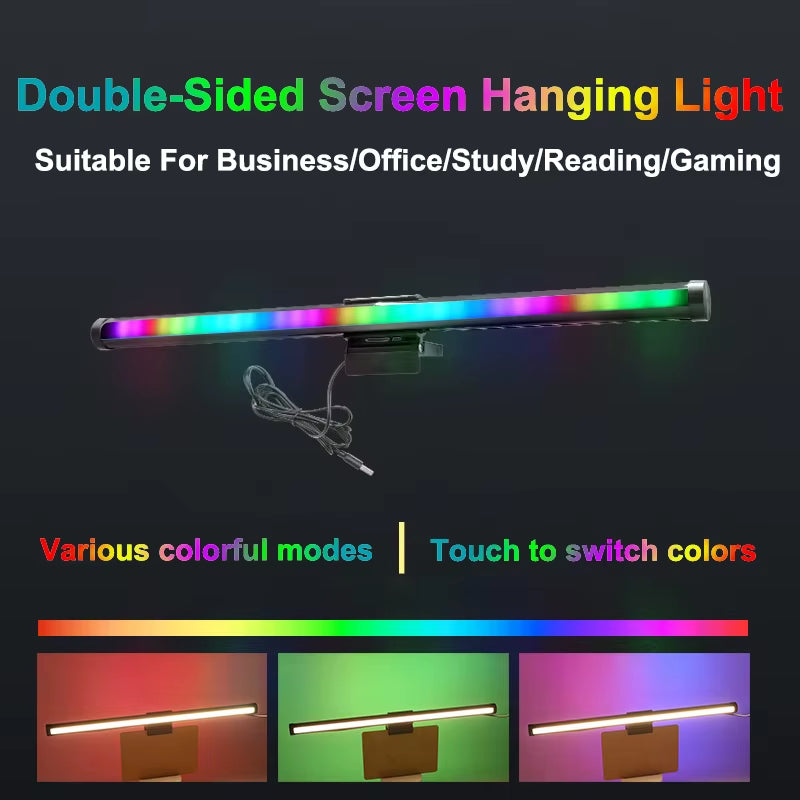 Screen USB RGB Light Bar Monitor Lamp Led Computer Monitor Light Bar Desk Lighting for Study Reading Table Stepless Dimming Lamp