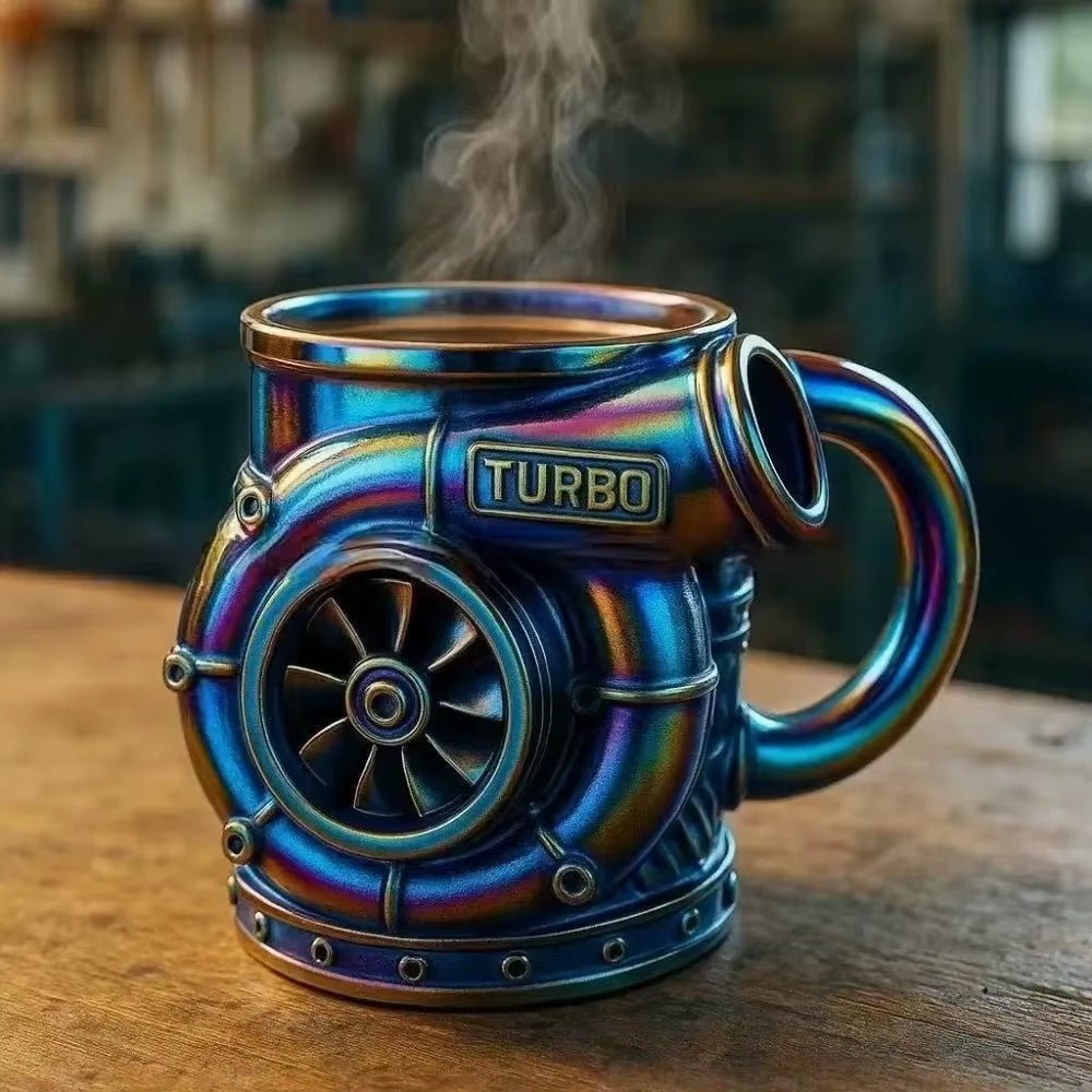 15Oz Engine Coffee Mug New Punk Style Turbocharger Design Coffee Mug Large Capacity Unique Drinkware Cup Desktop Ornament Gifts