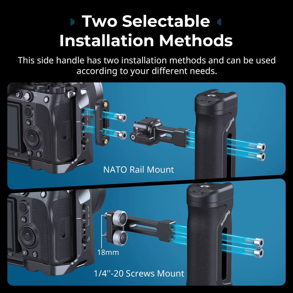 Lightweight Mini Side Handle Kit with 1/4"-20 Threaded Holes & NATO Clamp Handlegrip for Sony for DSLR Camera Cage 5532