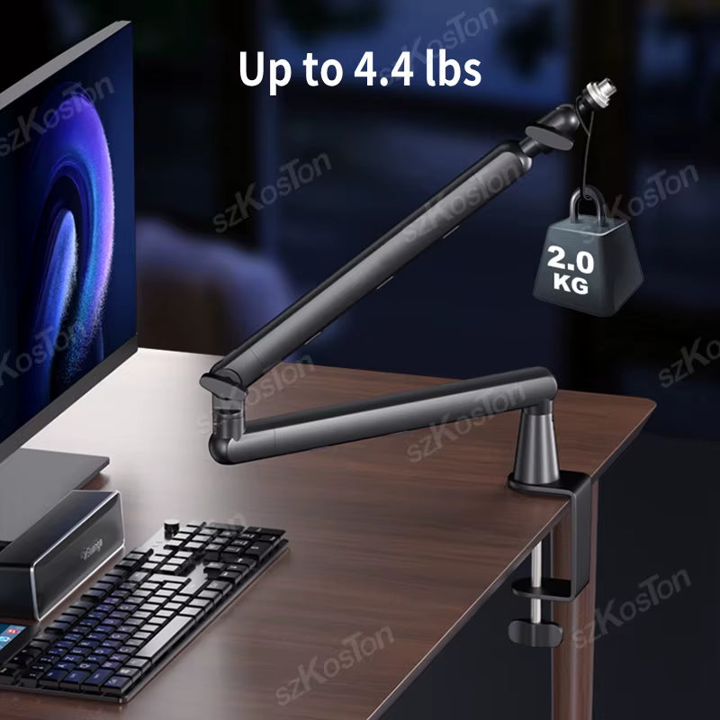 Professional Studio Low Profile Mic Arm with Extended Riser Cable Management Adjustable Microphone Stand for SM7B MV7 AM8 K688