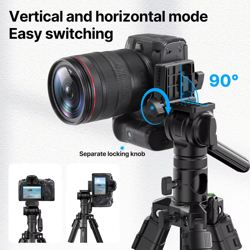 MT-65 1.76M Overhead Camera Tripod 30M Remote Control with Phone Holder Lightweight Tripod 360° Ballhead for Smartphone